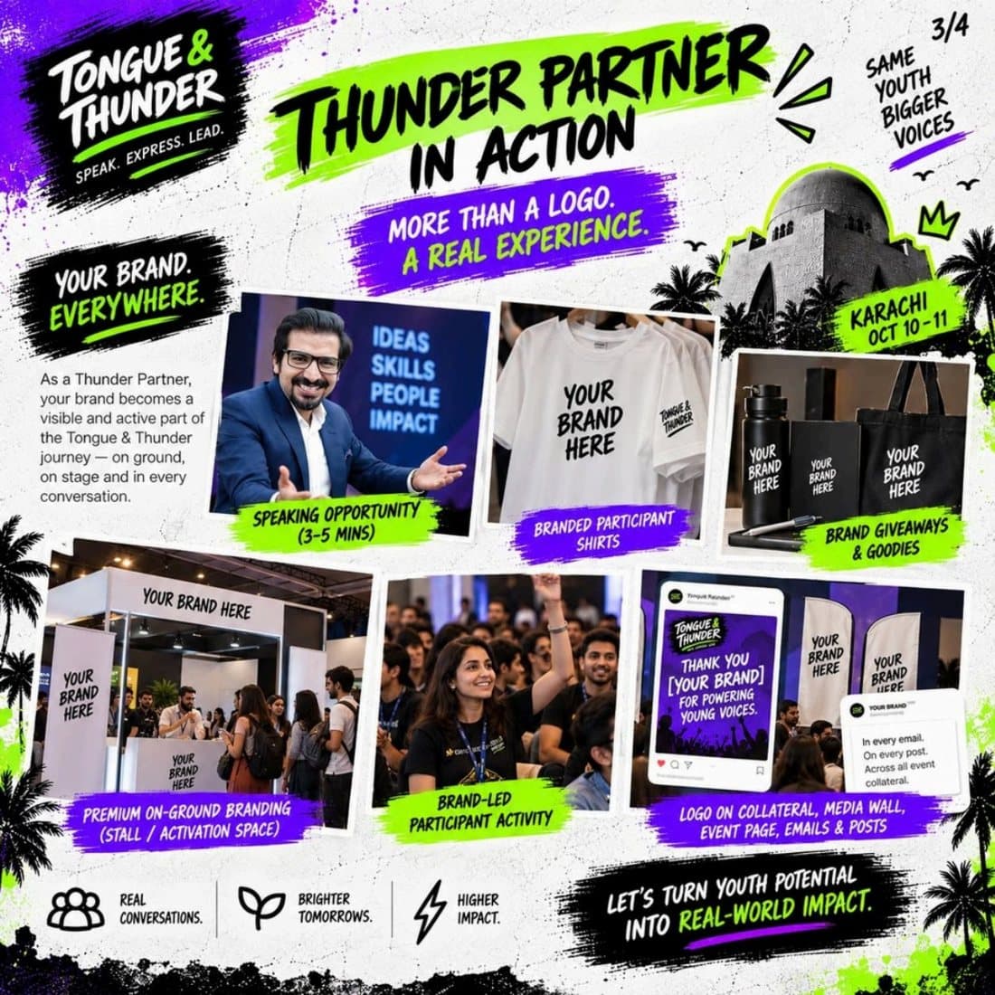 Thunder Partner in action — speaking slot, branded shirts, giveaways, stall, activity and digital shout-outs